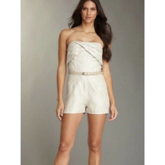 Tart Collections | Linen Jumper Womens Size M Beige Strapless Romper - Picture 1 of 10